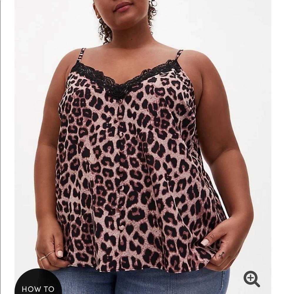 LEOPARD & BLACK LACE BUTTON CAMI